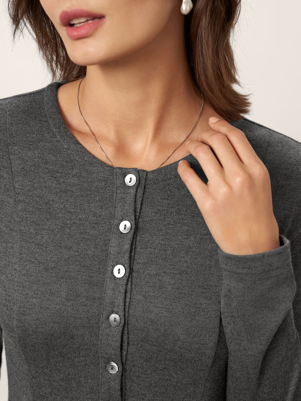 LINTICO LINTICO Cashmere Buttoned Panel Maxi Dress BREE — detail shot 6