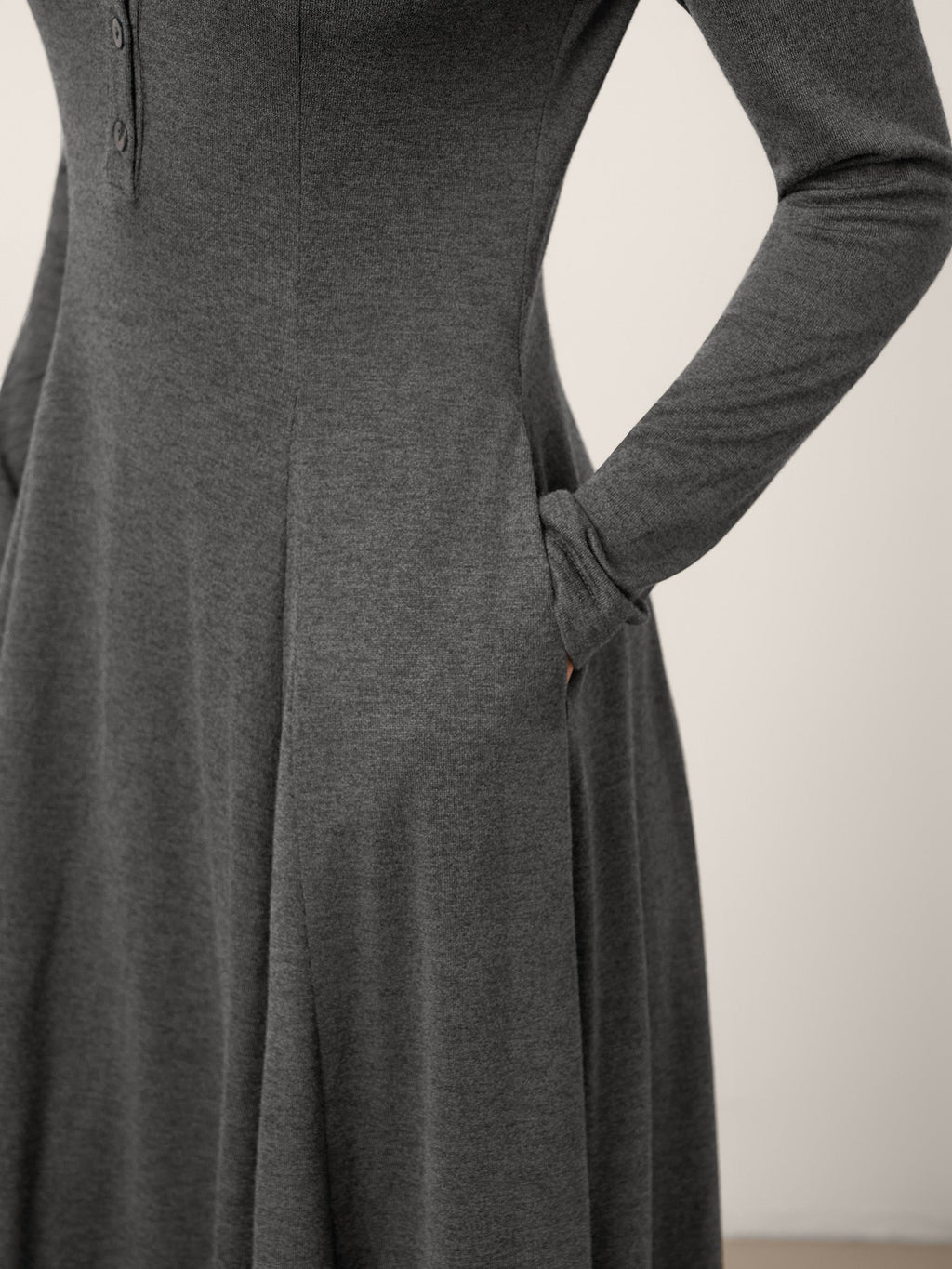 LINTICO LINTICO Cashmere Buttoned Panel Maxi Dress BREE — detail shot 7