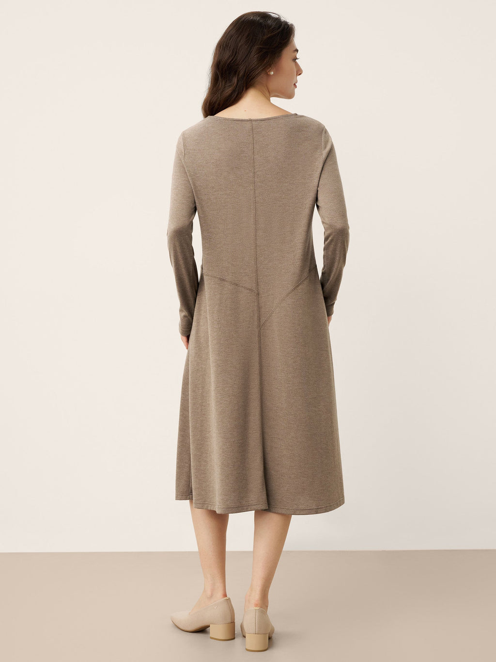 LINTICO Cashmere Crew Neck Sculpted Seam A-Line Midi Dress HARLOW — dresses-maxi dresses category context