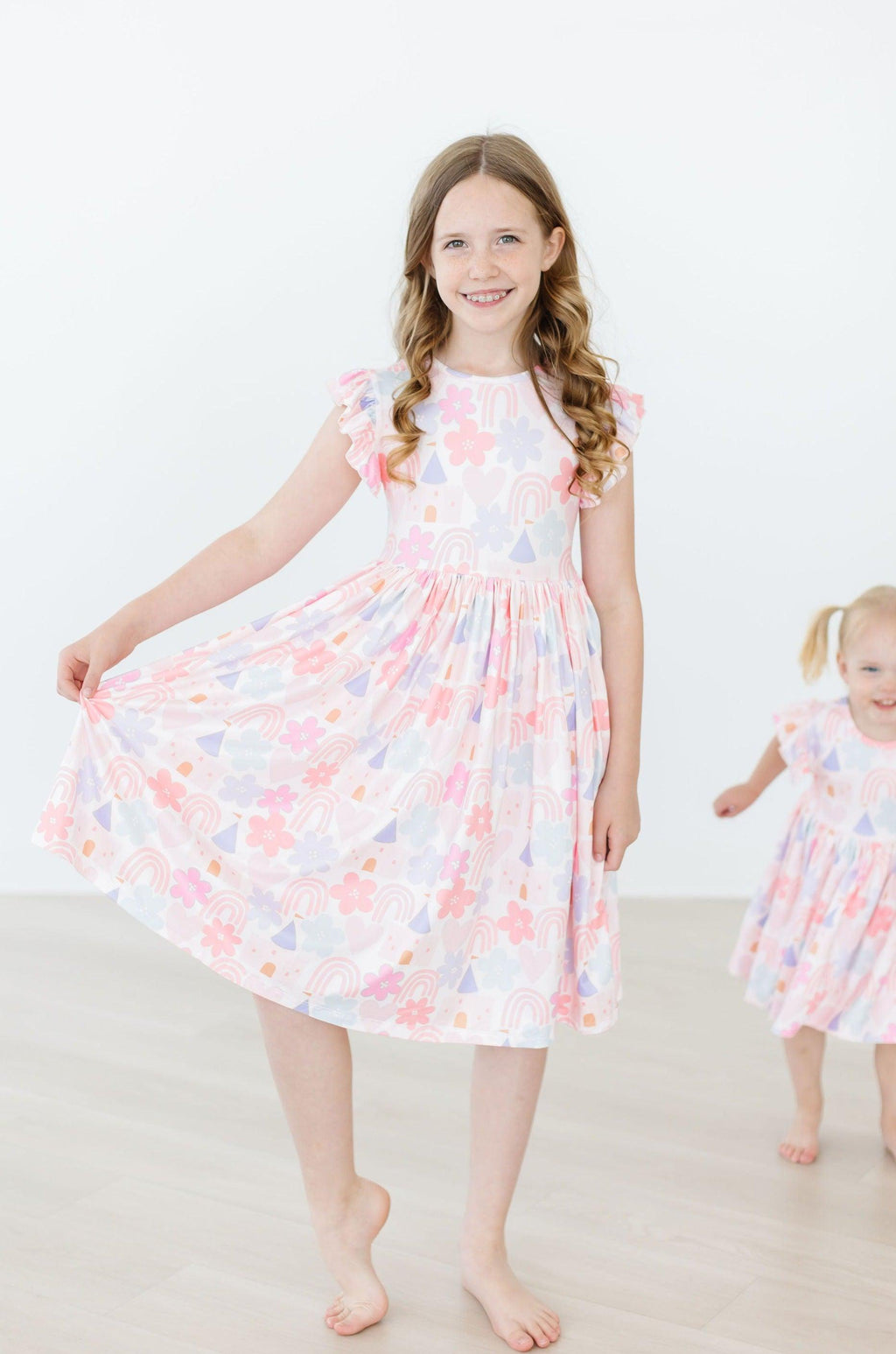 Mila & Rose ® Castles & Rainbows Flutter Sleeve Twirl Dress — color detail