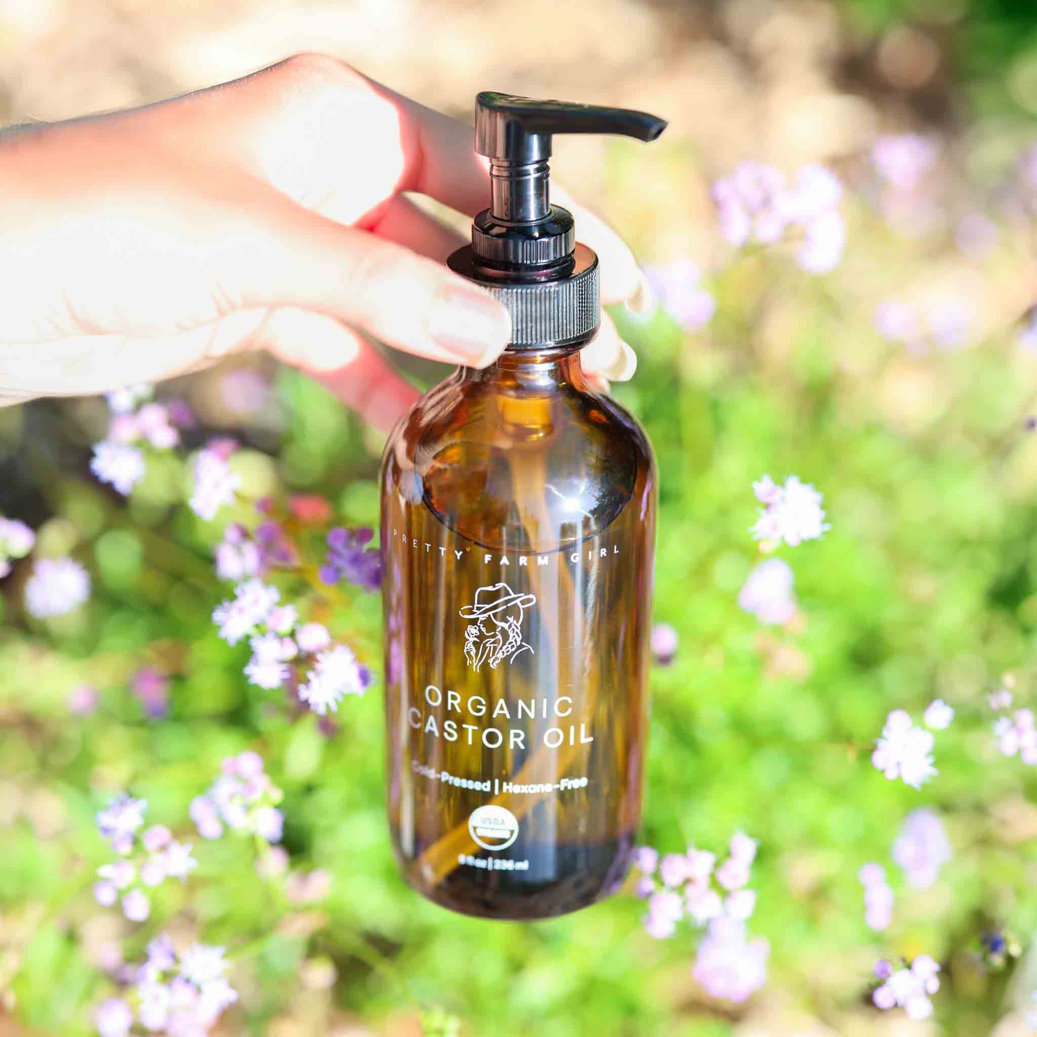 Pretty farm girl Pure Organic Cold Pressed Hexane-Free Castor Oil — side view