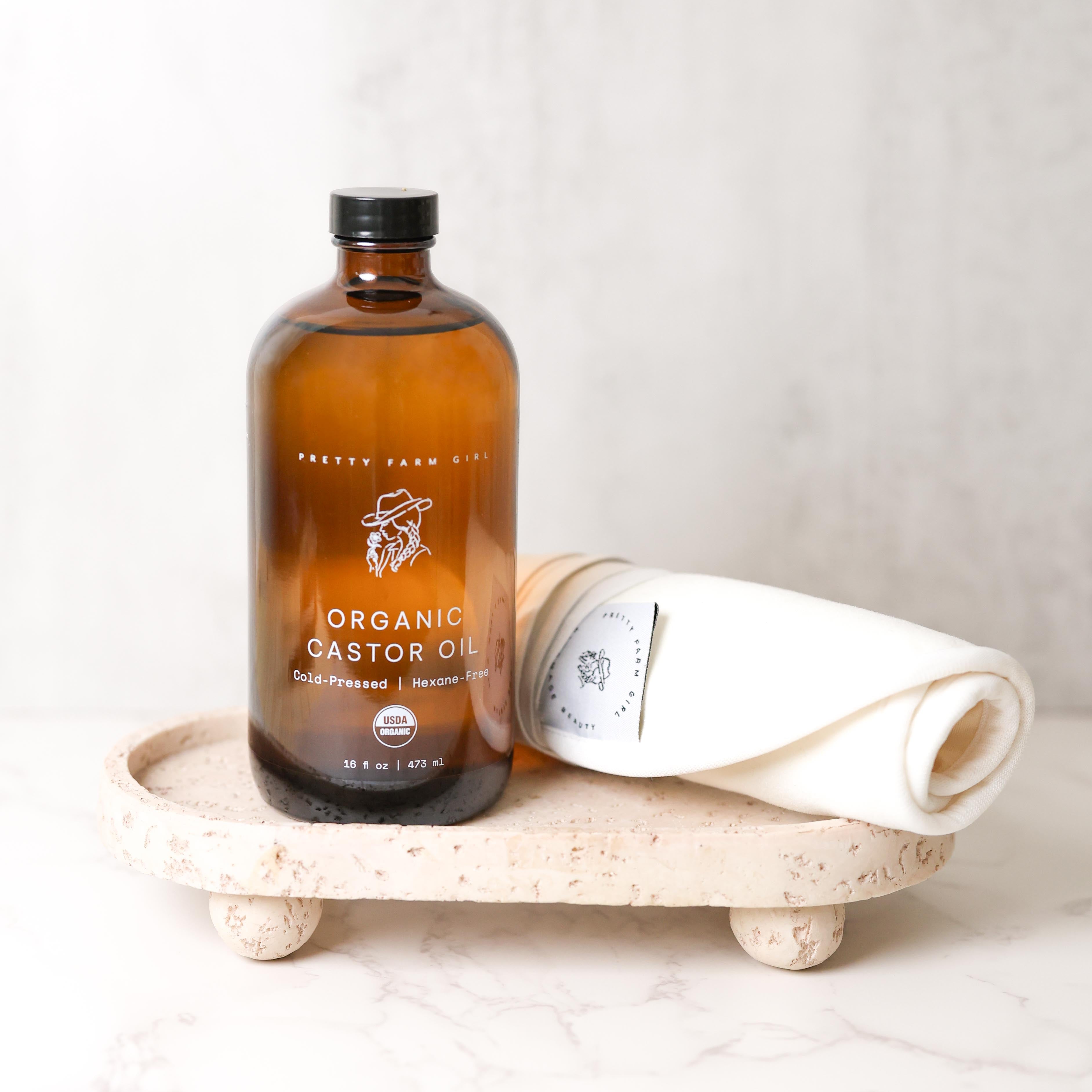 Pretty farm girl Organic Pure Castor Oil + Cloth Pack Bundle — main product shot