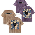Cat in the Flowers Double-Sided T-Shirt – Retro Washed Botanical Kitten Graphic Tee, Vintage Aesthetic Lightweight Cotton Cat Mom Top