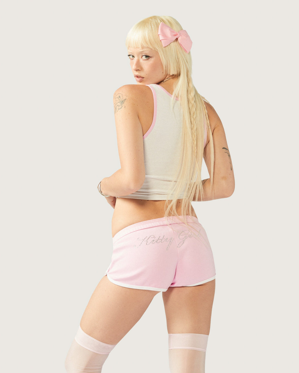 Cats n Scribbles Kitty Girl Booty Shorts — in-use photo