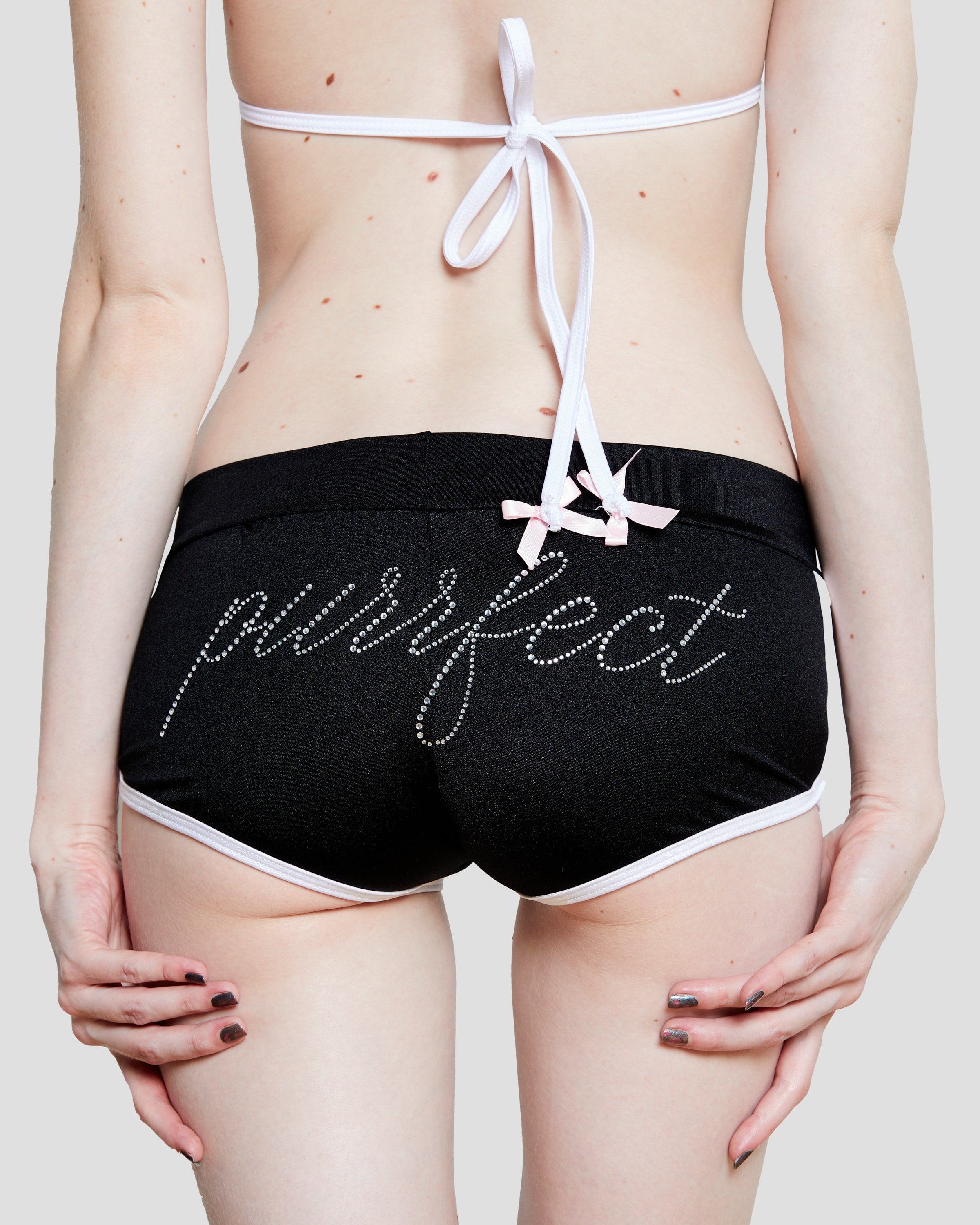 Cats n Scribbles Flirty Purrfect Booty Shorts — detail close-up