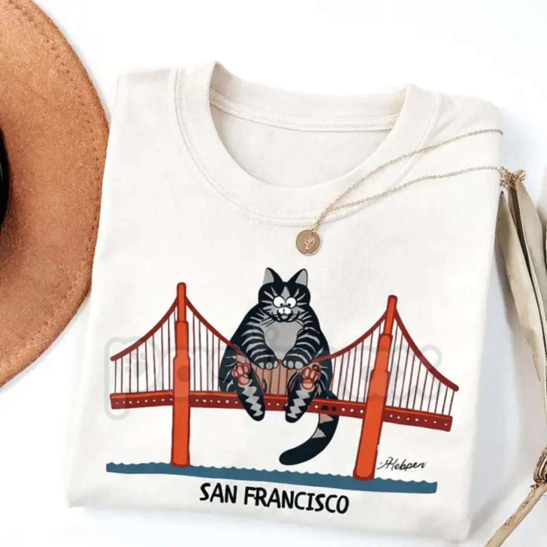 "Catzilla" San Francisco Golden Gate T-Shirt – Funny Giant Cat Movie Graphic Tee, Premium 100% Cotton Pop Culture Top, Soft Lived-In Heavyweight Cinema Nerd Shirt, Made in USA