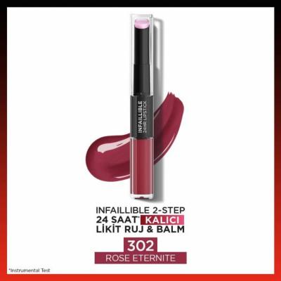 Loreal Paris Infaillible 2-Step Long-Lasting Lip Color & Moisturizing Balm - 302 Rose Eternite