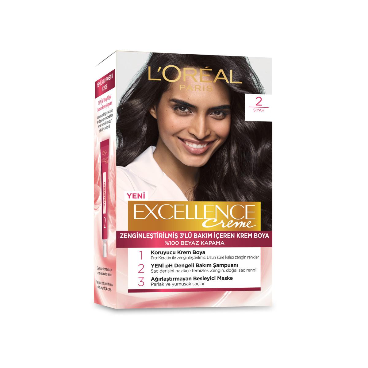 Loreal Paris Excellence Creme: Black Hair Dye for 100% Gray Coverage & Long Lasting Rich Color - Pro-Keratin & Ceramide for Hair Protection