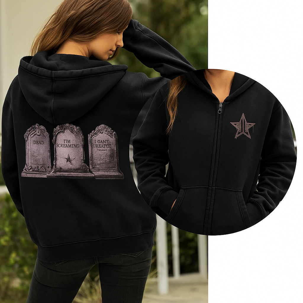 Pasimax Tombstone Zip-Up Hoodie – Wyatt Earp Western Movie Apparel, Iconic Film Quote Pullover, Unisex — detail close-up