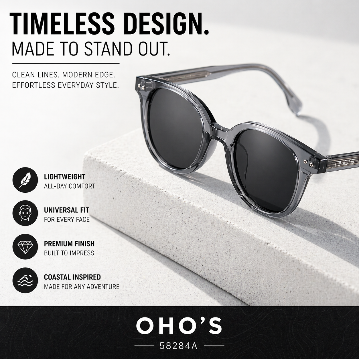 OHO's OHO's COVE Sunglasses — Hideaway Cove Silhouette — lifestyle worn / used context