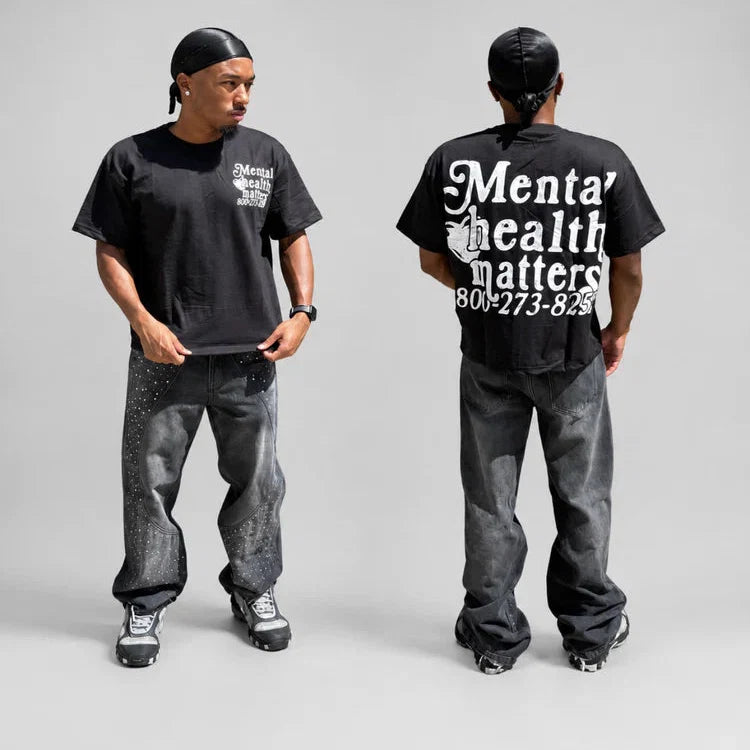 Double Mental Health Matters Tee – Front and Back Print Mindful Affirmation Unisex Graphic T-Shirt