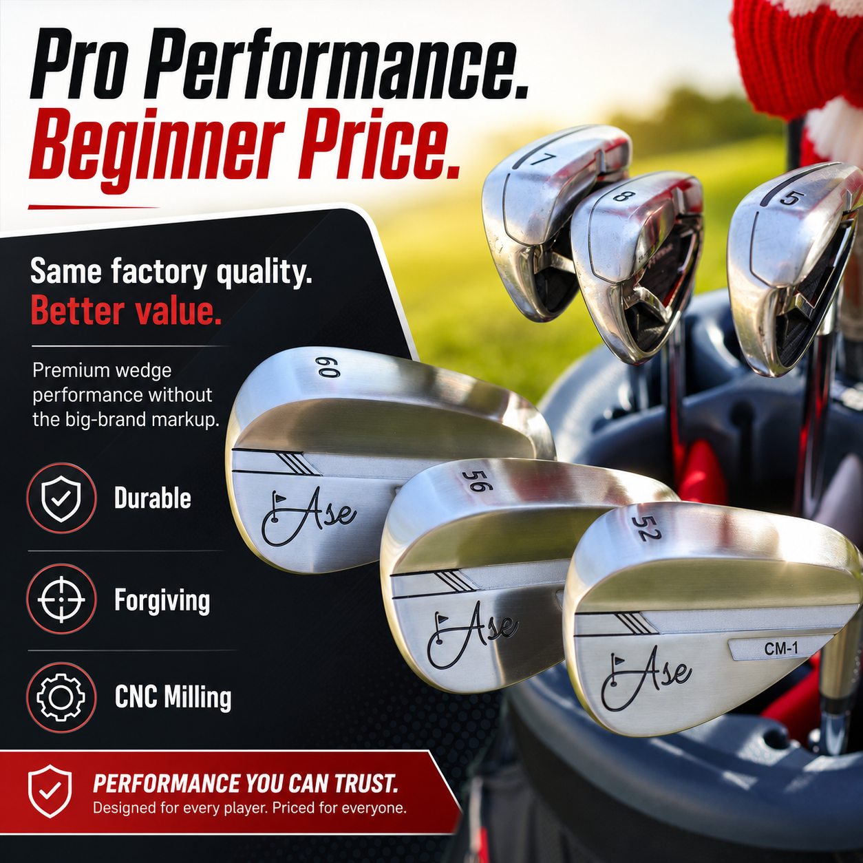 Ase Golf CM-1 Single Wedge (50,52,54,56,58,60), view 5