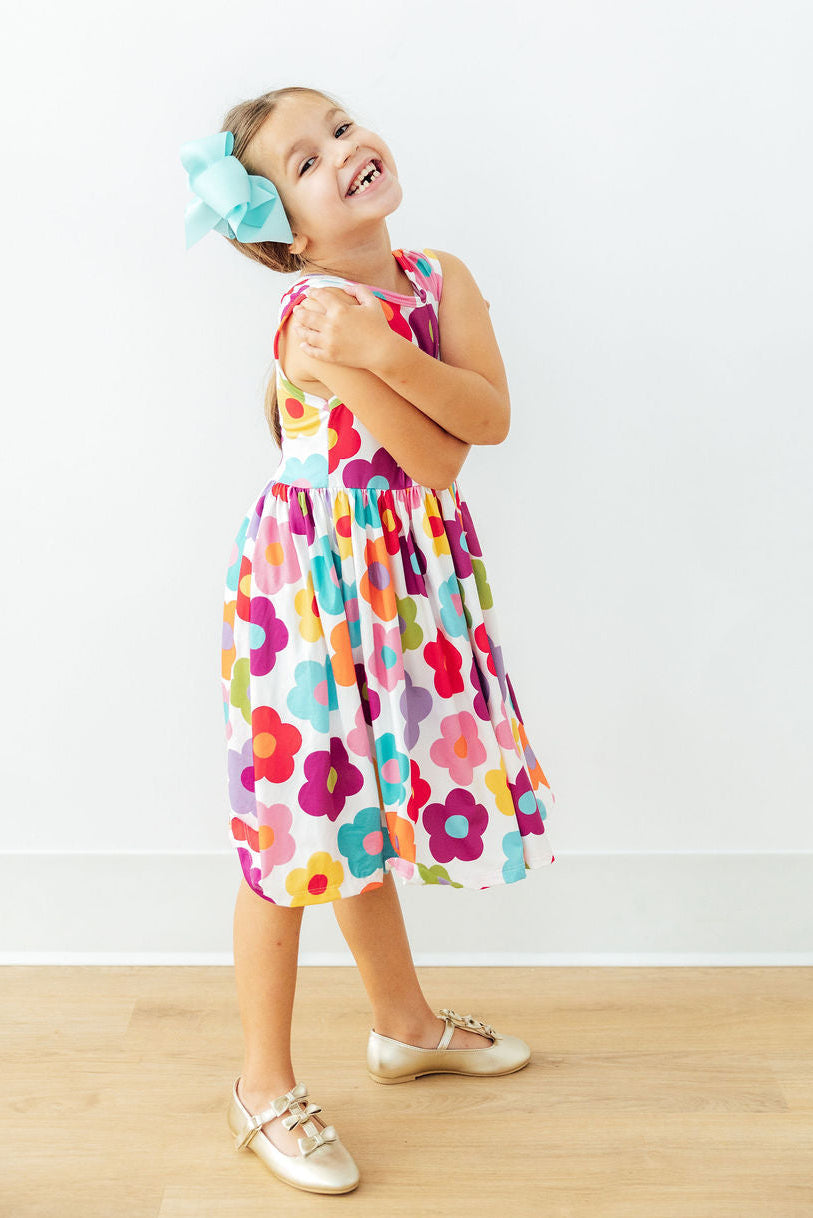 Mila & Rose ® Cheerful Blooms Tank Twirl Dress — side view