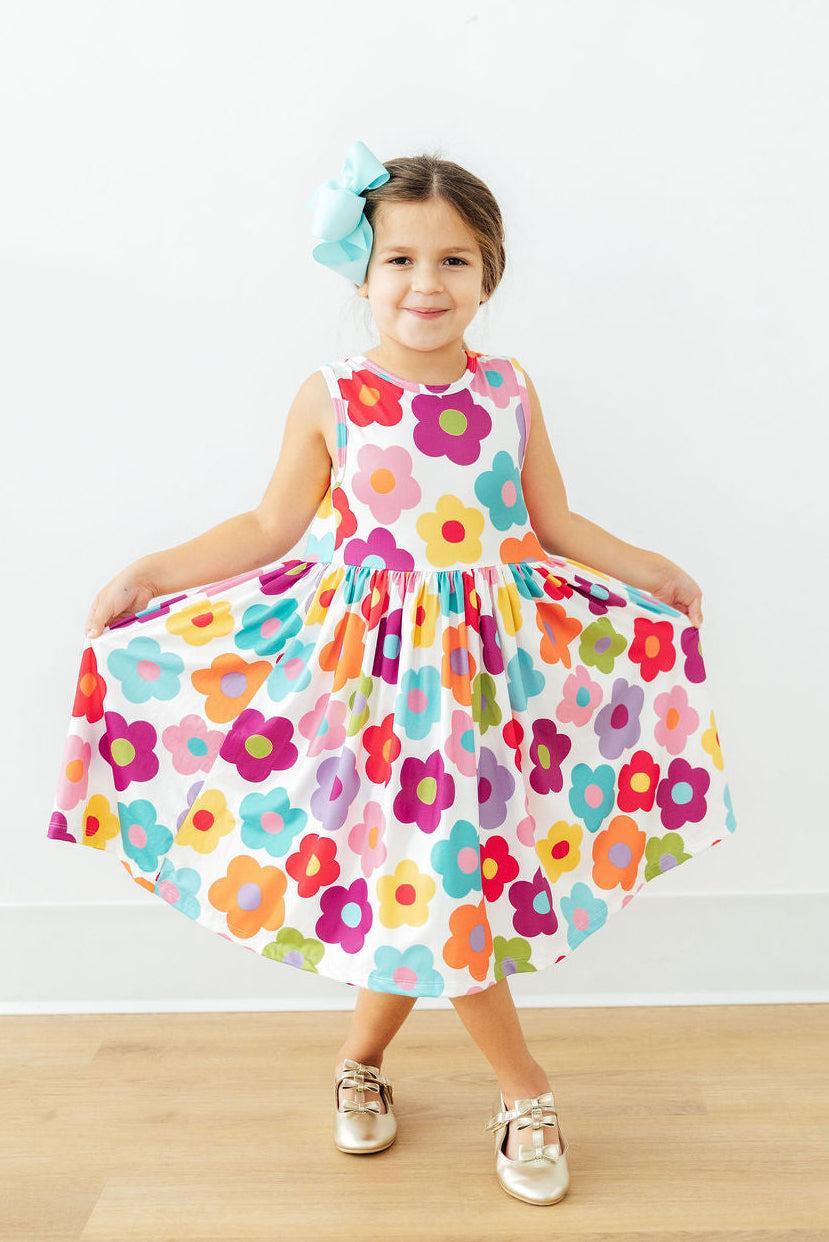 Mila & Rose ® Cheerful Blooms Tank Twirl Dress — back view