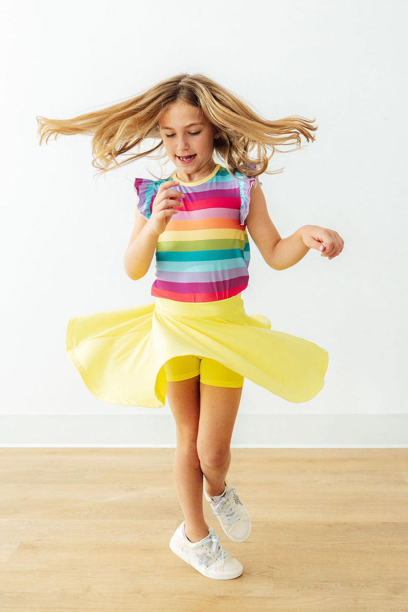 Mila & Rose ® Cheerful Stripes S/S Ruffle Tee — detail close-up