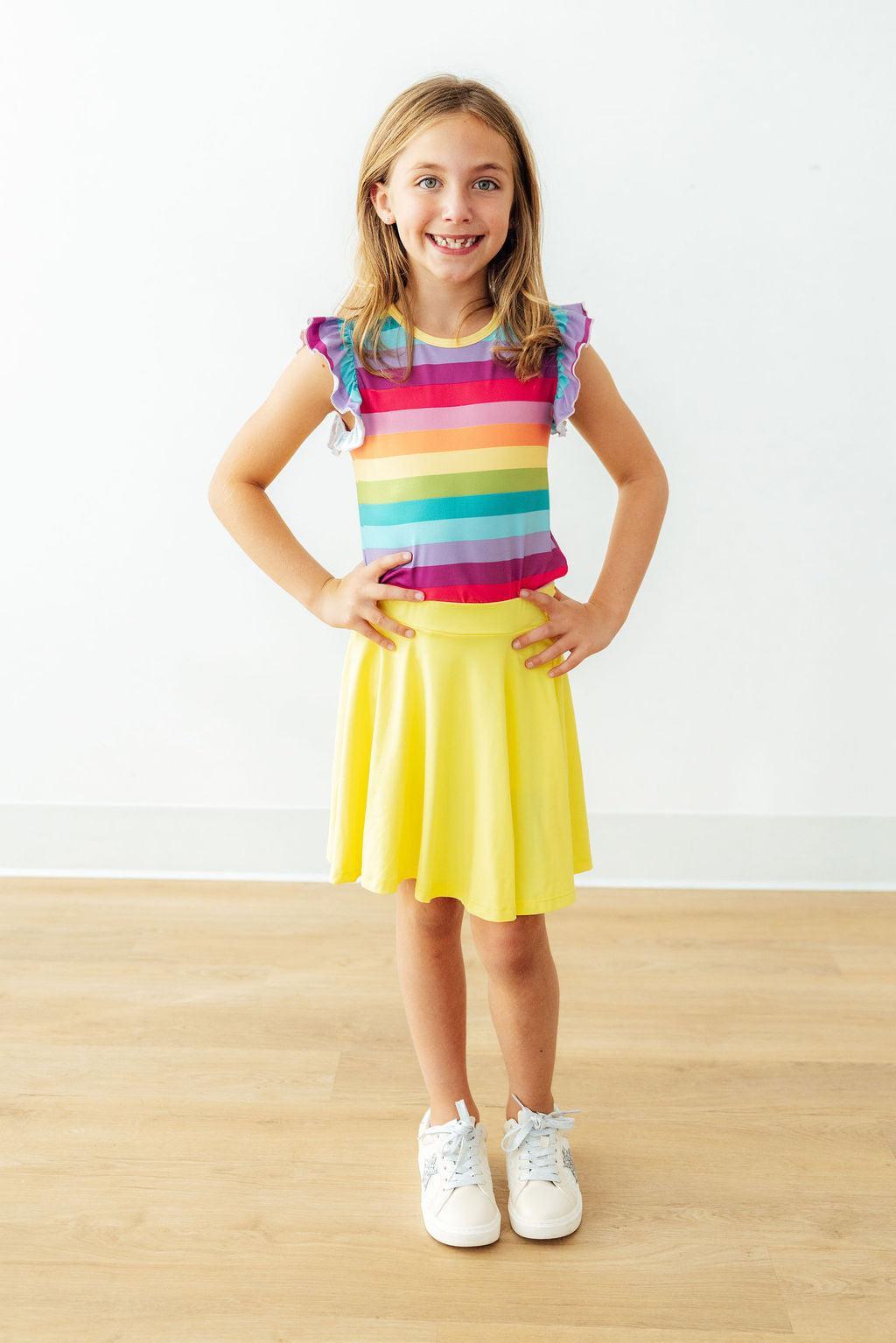 Mila & Rose ® Cheerful Stripes S/S Ruffle Tee — lifestyle context