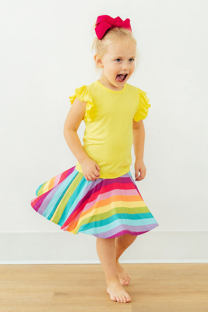 Mila & Rose ® Yellow S/S Ruffle Tee — detail close-up