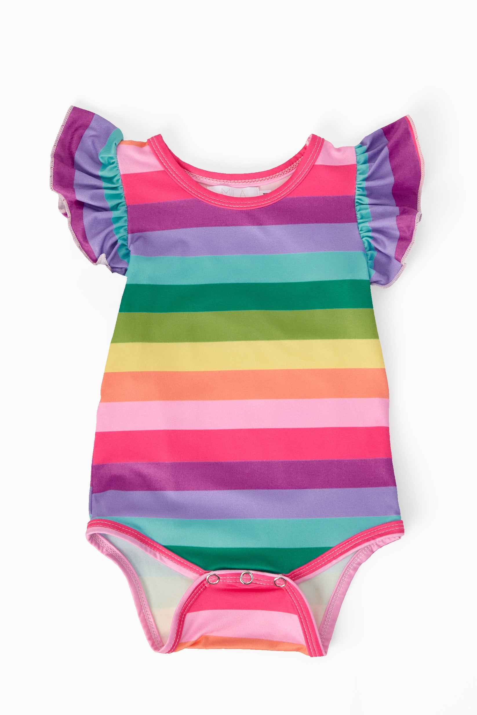 Mila & Rose ® Cheerful Stripes S/S Flutter Bodysuit — main product shot
