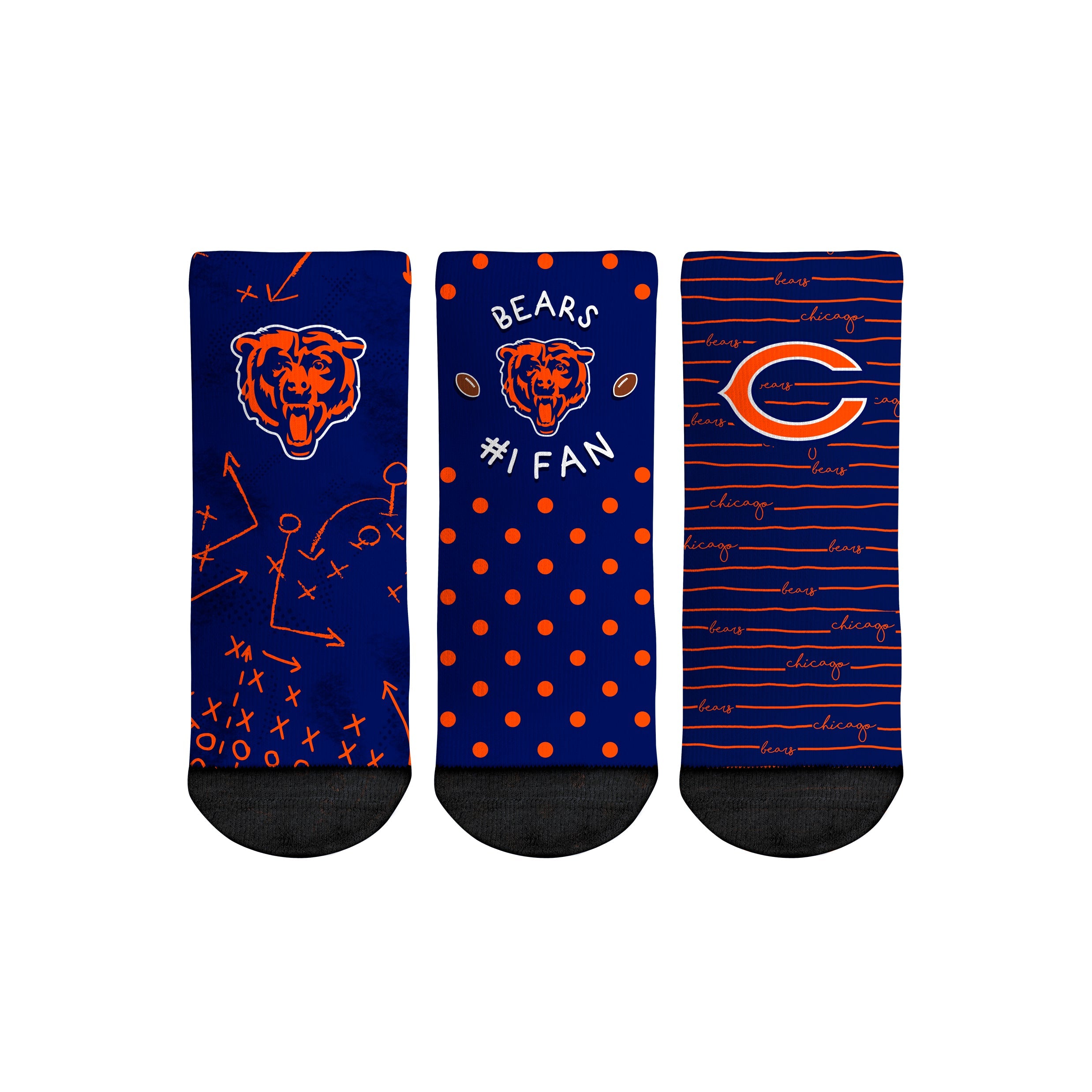 Rock 'Em Socks Rock 'Em Socks Chicago Bears - Number 1 Fan 3-Pack (Toddler) — main product shot
