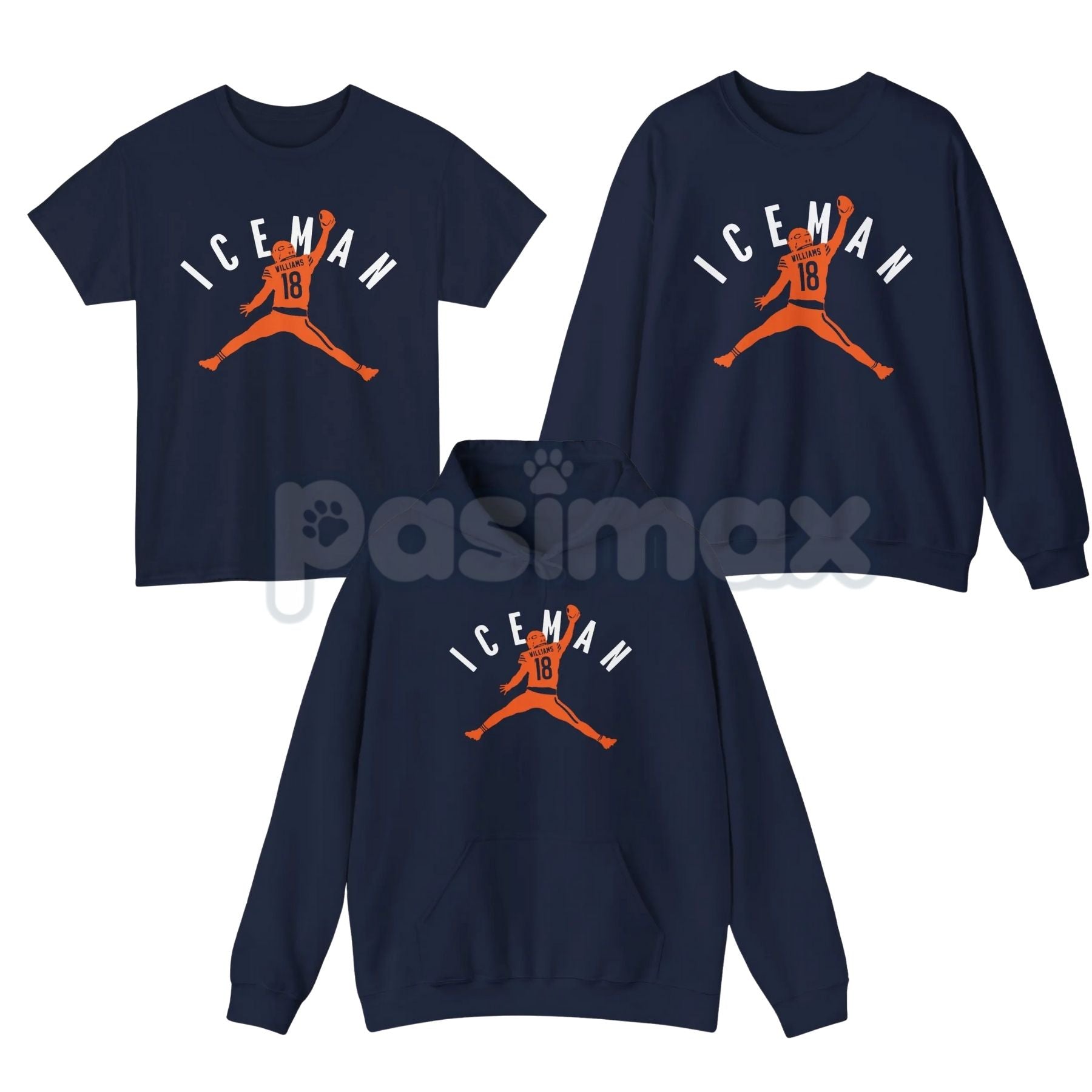 Pasimax Chicago Jumpman Caleb "Iceman" Williams – QB1 Football Cotton Unisex T-Shirt, Sweatshirt & Hoodie — main product shot