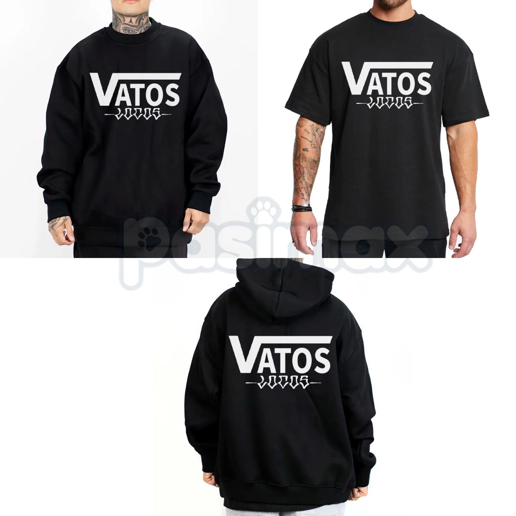 Pasimax Chicano Clothing Vatos Loc Forever El Gallo Negro – Lowrider Oversized Graphic Tee, Heavy Sweatshirt & Hoodie — main 
