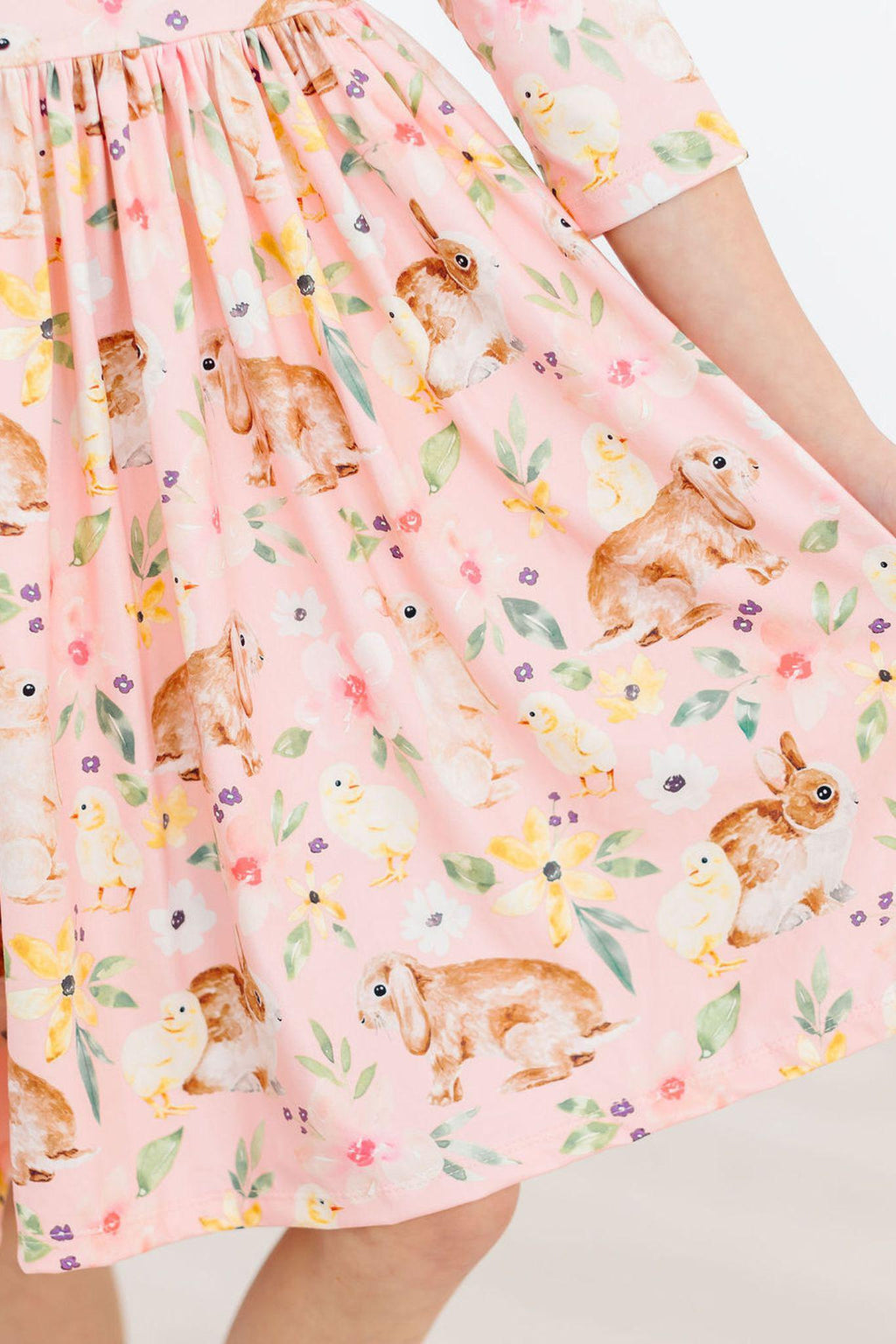 Mila & Rose ® Chicks & Bunnies Ruffle Twirl Dress — in-use photo