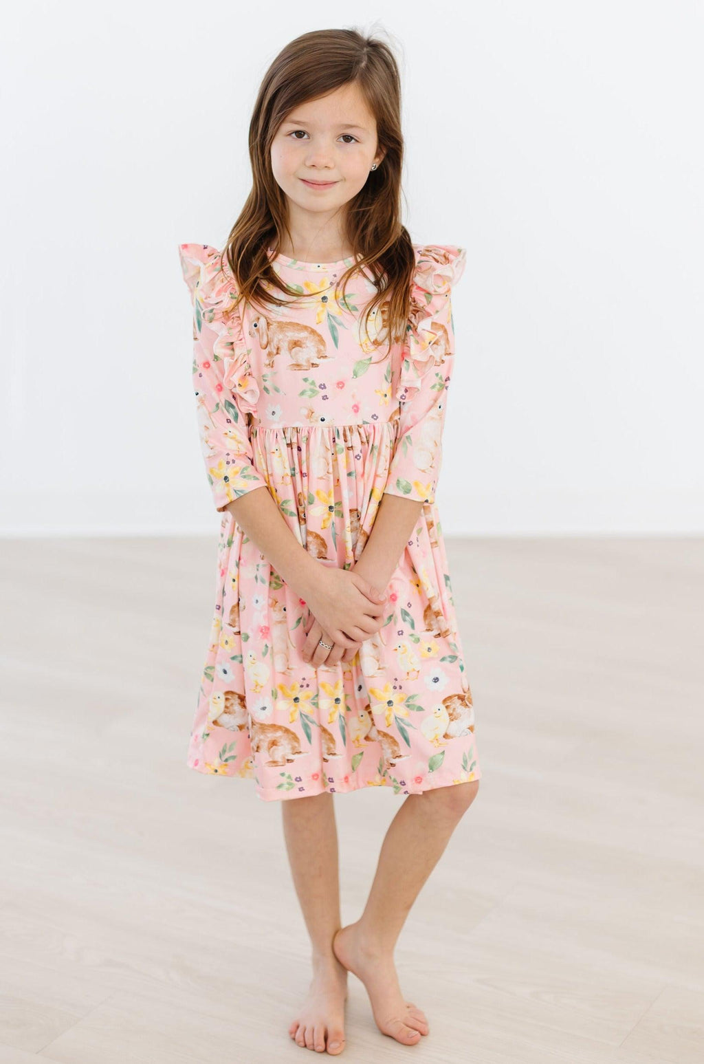 Mila & Rose ® Chicks & Bunnies Ruffle Twirl Dress — size reference
