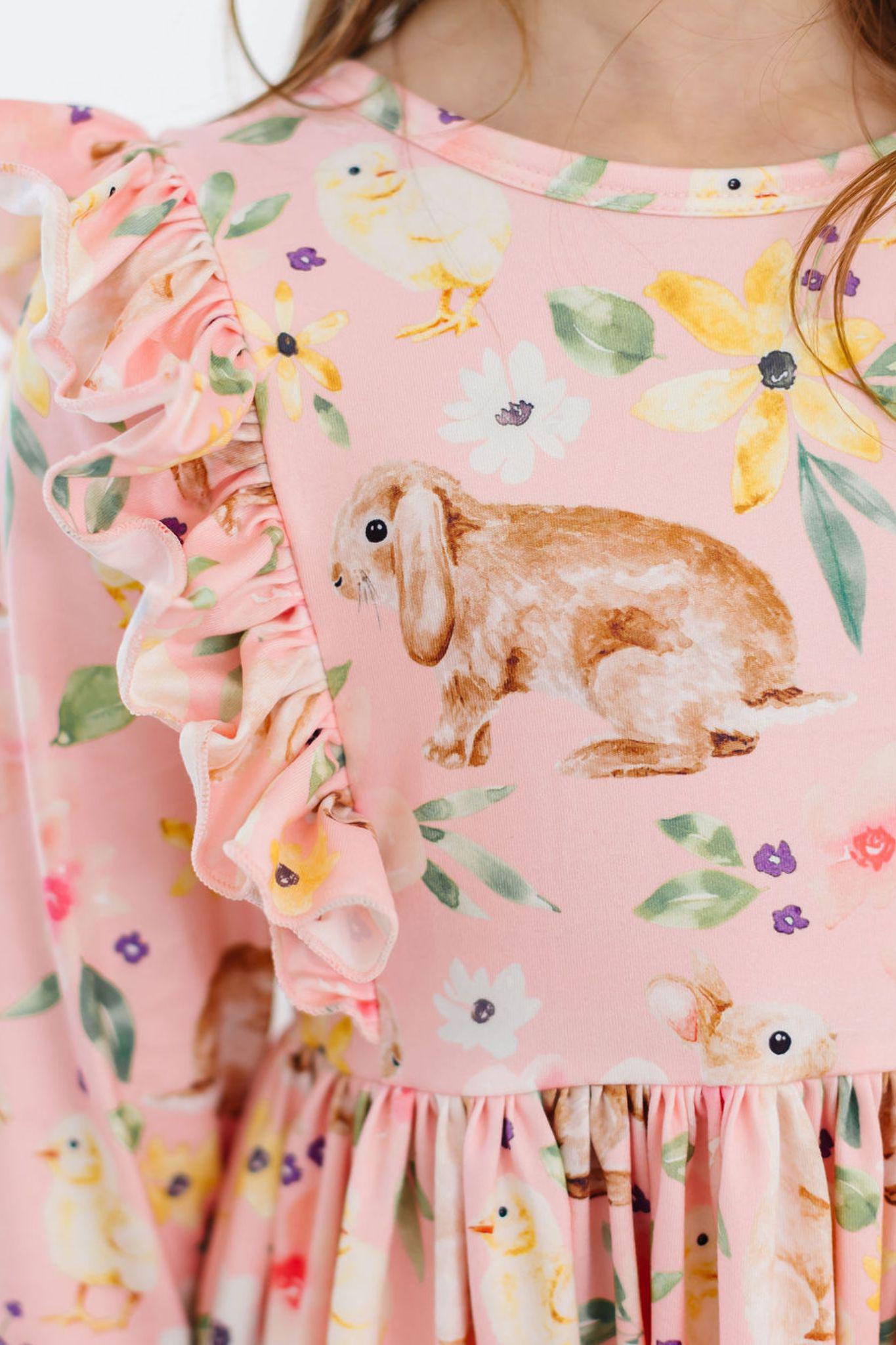Mila & Rose ® Chicks & Bunnies Ruffle Twirl Dress — lifestyle context