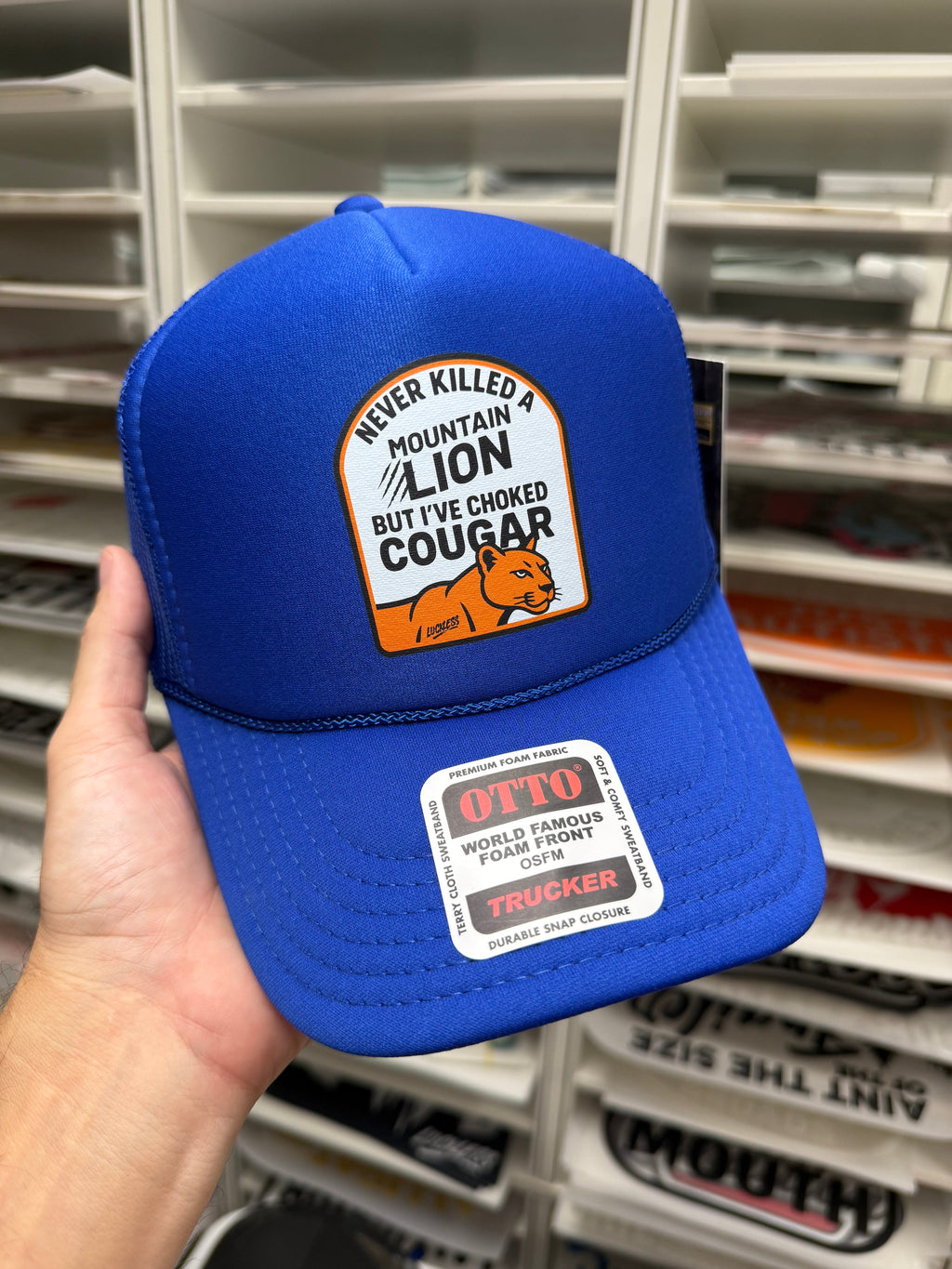 Choked a Cougar Trucker Hat — view 3