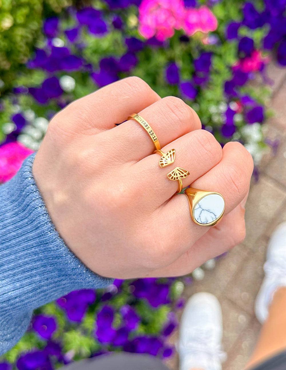 Elevated Faith Howlite Stone Ring — side view