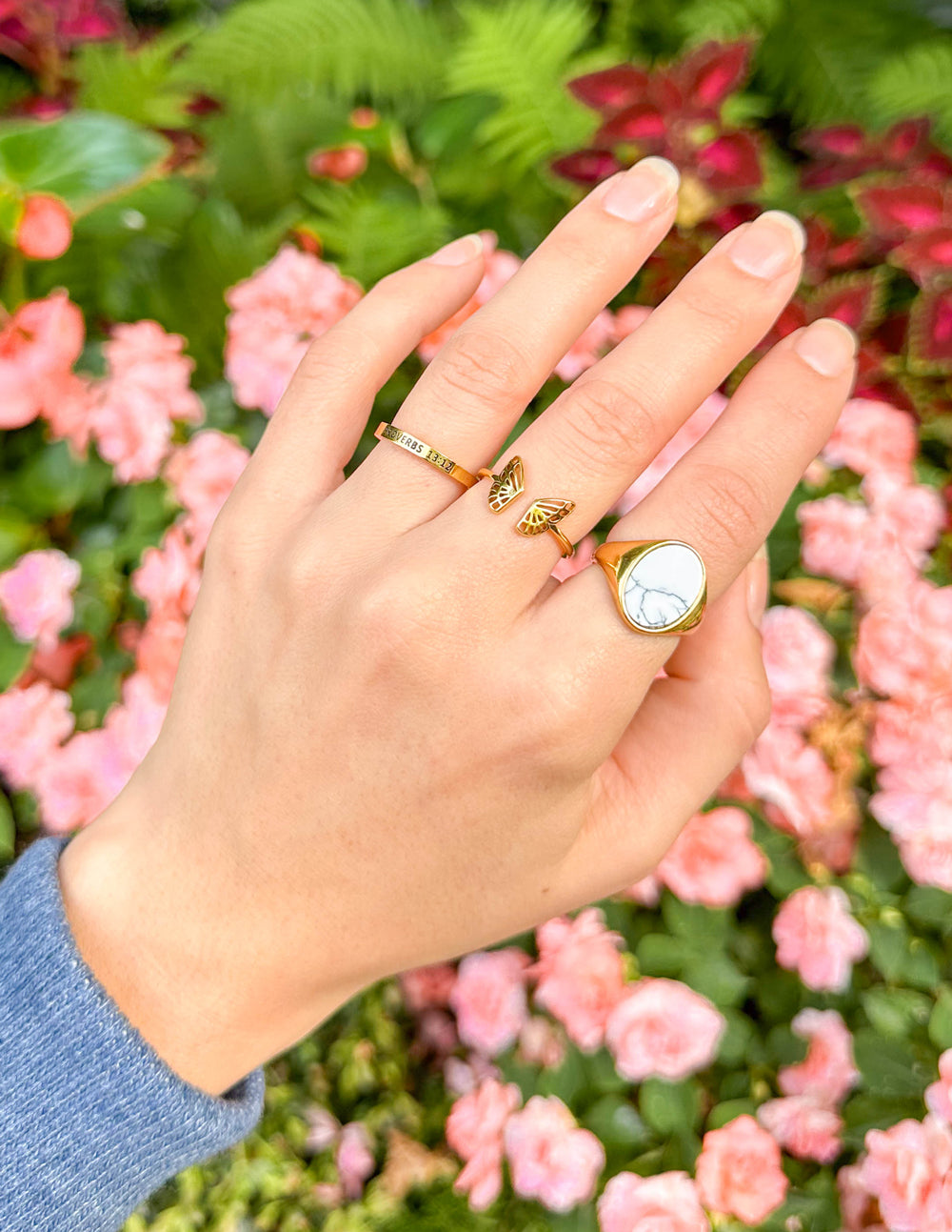 Elevated Faith Howlite Stone Ring — lifestyle context
