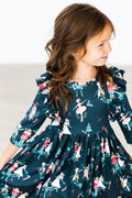 Mila & Rose ® Christmas Ballet 3/4 Sleeve Ruffle Twirl Dress — main product shot