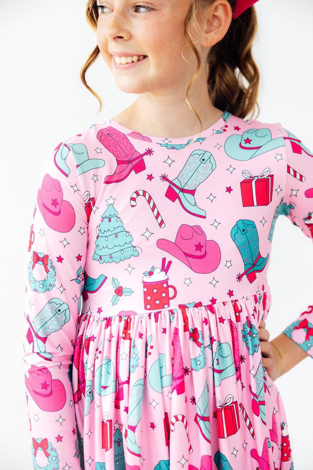 Mila & Rose ® Christmas Cowgirl L/S Pocket Twirl Dress — main product shot