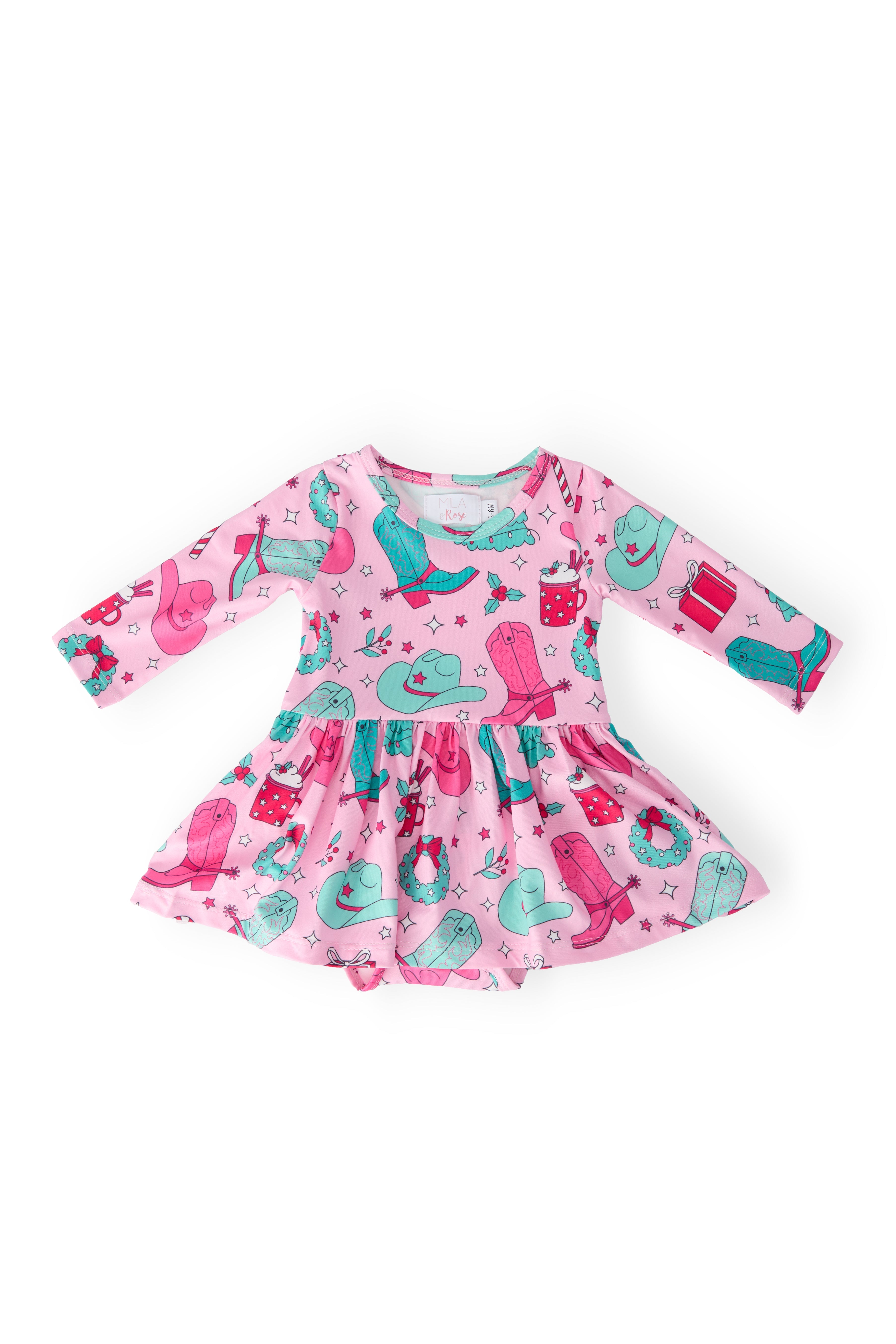 Mila & Rose ® Christmas Cowgirl L/S Twirl Bodysuit — main product shot