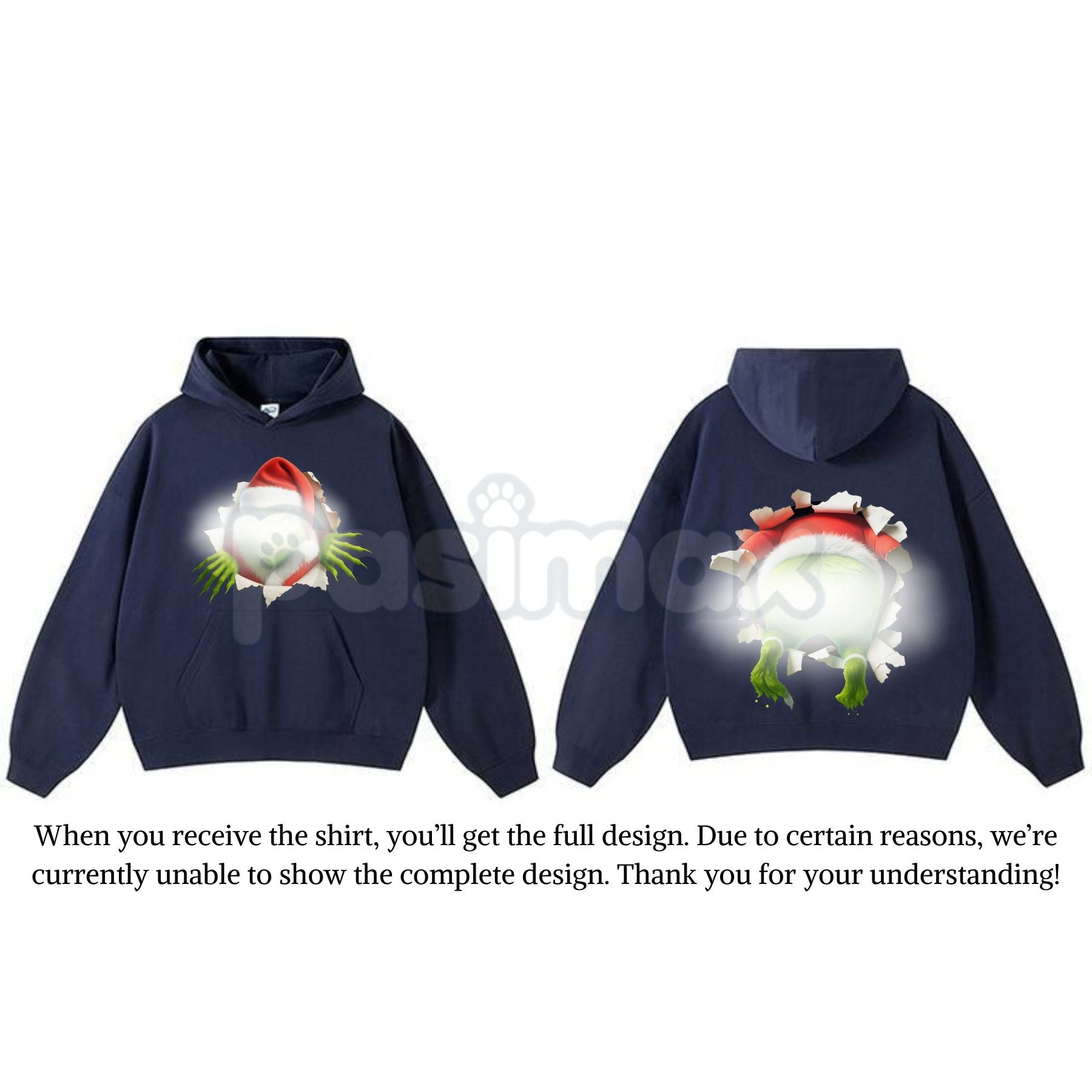 Pasimax Christmas Movie Character Green Guy Through Hole 2-Sided Hoodie – Trendy Holiday Season Graphic Pullover, Unisex Clas