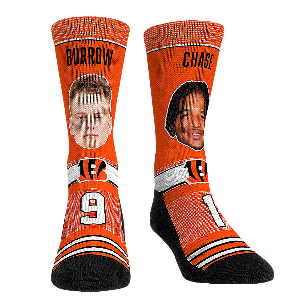 Rock 'Em Socks Joe Burrow & Ja'Marr Chase - Cincinnati Bengals  - Teammates — main product shot