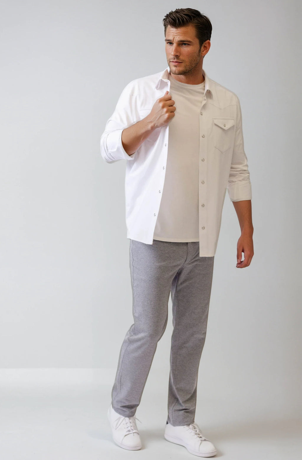 Buki Buki's Cinqo Western Tech Shirt - White — detail close-up