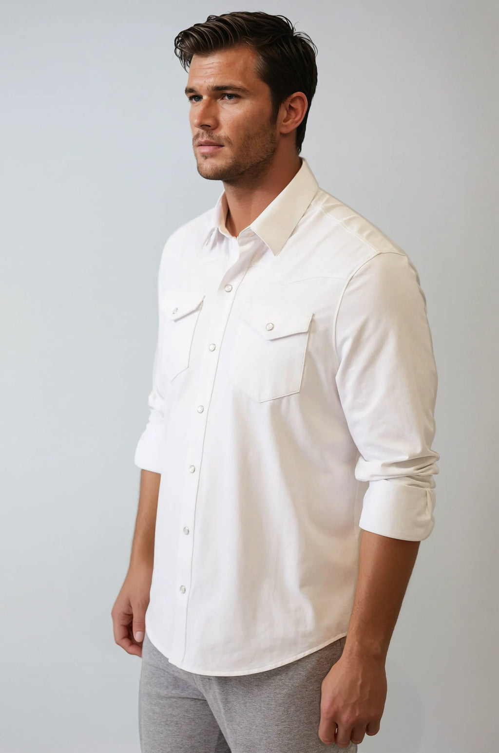 Buki Buki's Cinqo Western Tech Shirt - White — back view
