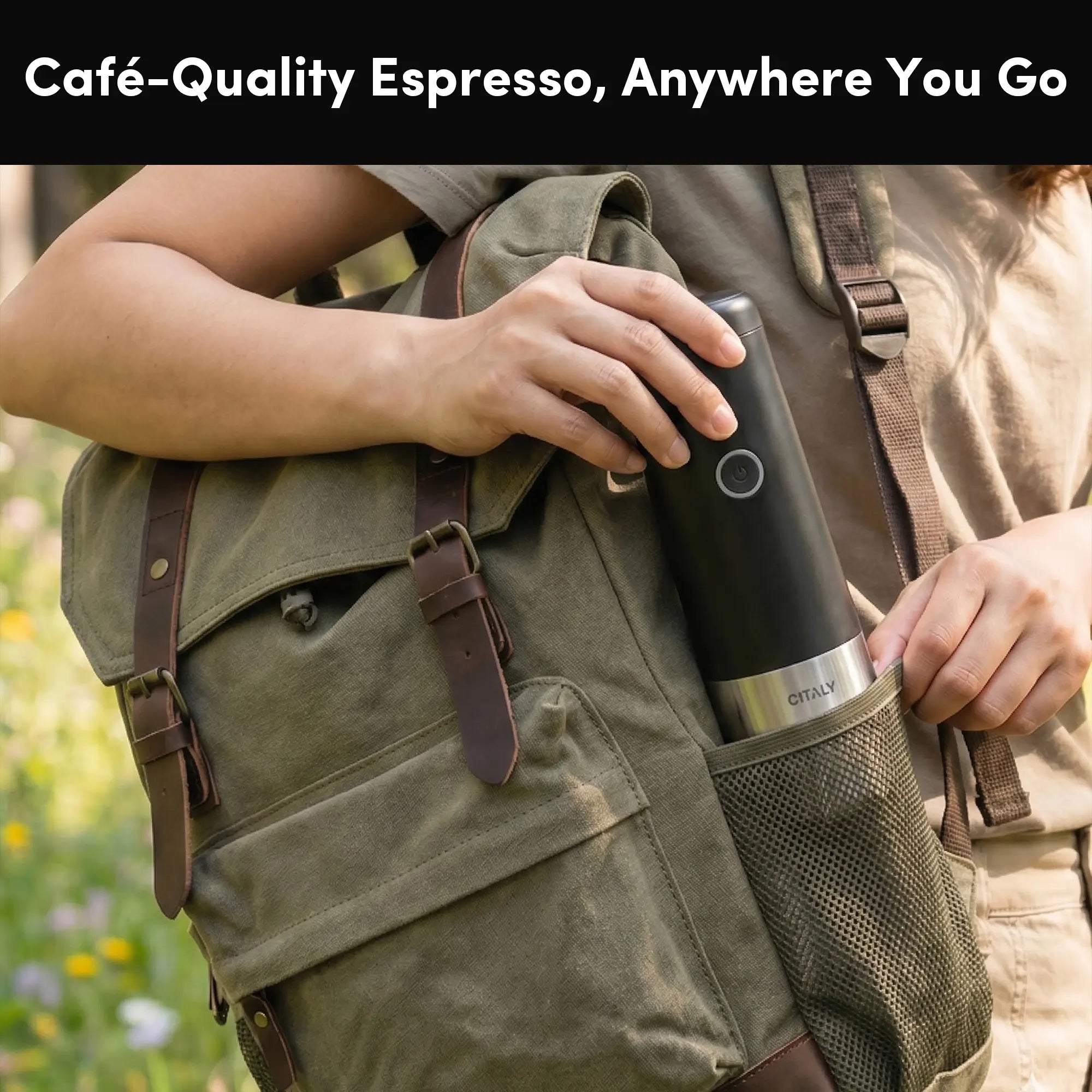 Citaly GO-1 Portable Espresso Machine, Fast Self-Heating, PD 3.0 Fast Charge, 3*2500mAh, Capsule & Ground Coffee Compatible –