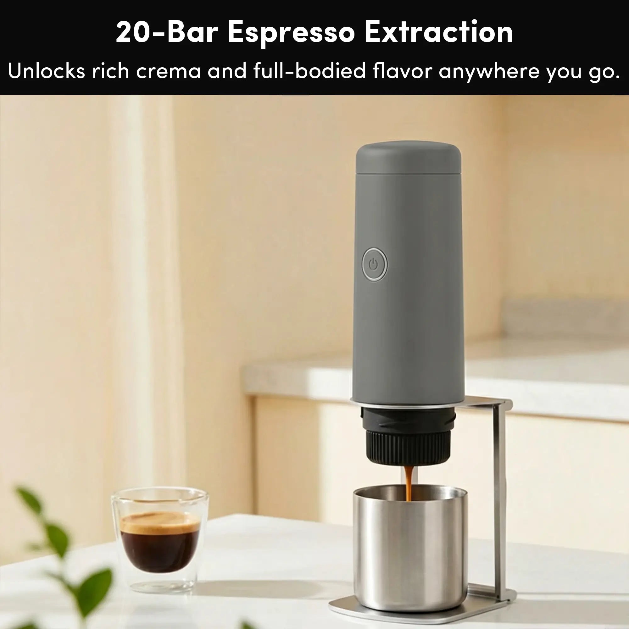 Citaly GO-1 Portable Espresso Machine, Fast Self-Heating, PD 3.0 Fast Charge, 3*2500mAh, Capsule & Ground Coffee Compatible –