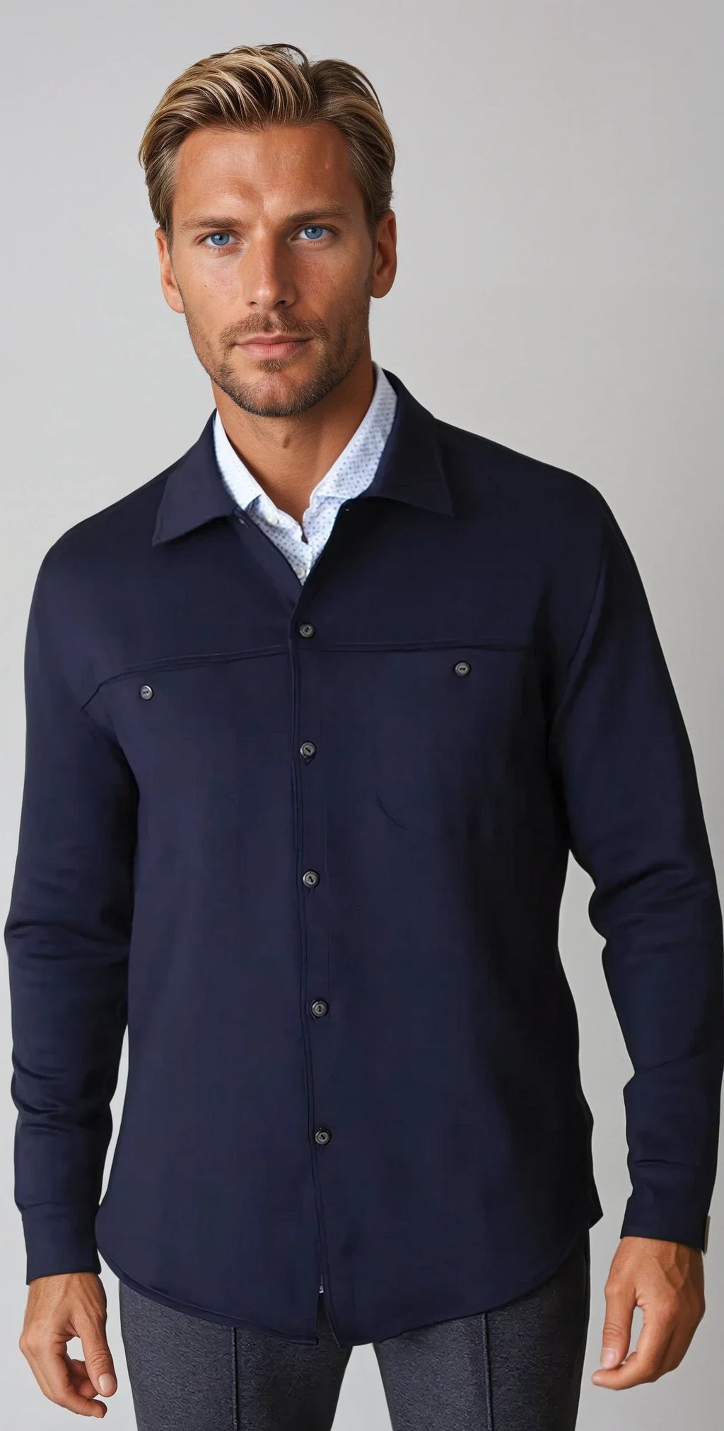 City CPO Shirt Jacket - Navy — view 3
