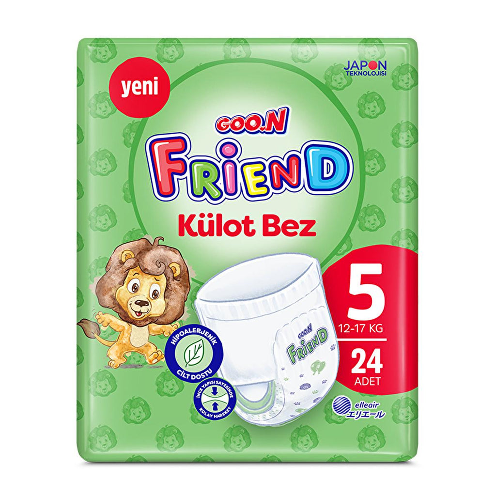 Goon Friend Size 5 Baby Diaper Pants: 24 Count, Hypoallergenic, Skin-Friendly, and Designed for Comfort & Freedom