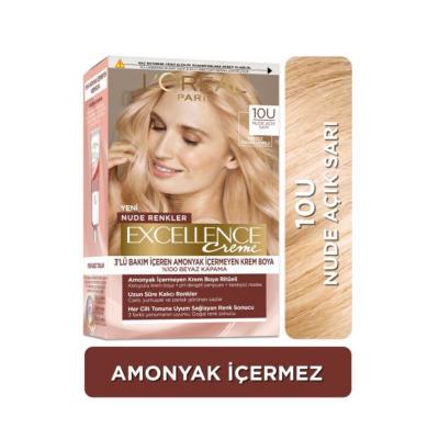 L'Oreal Paris Excellence Creme: 10U Nude Light Blonde Hair Dye - Ammonia-Free, Protective Color for All Skin Tones, Permanent At-Home Hair Color