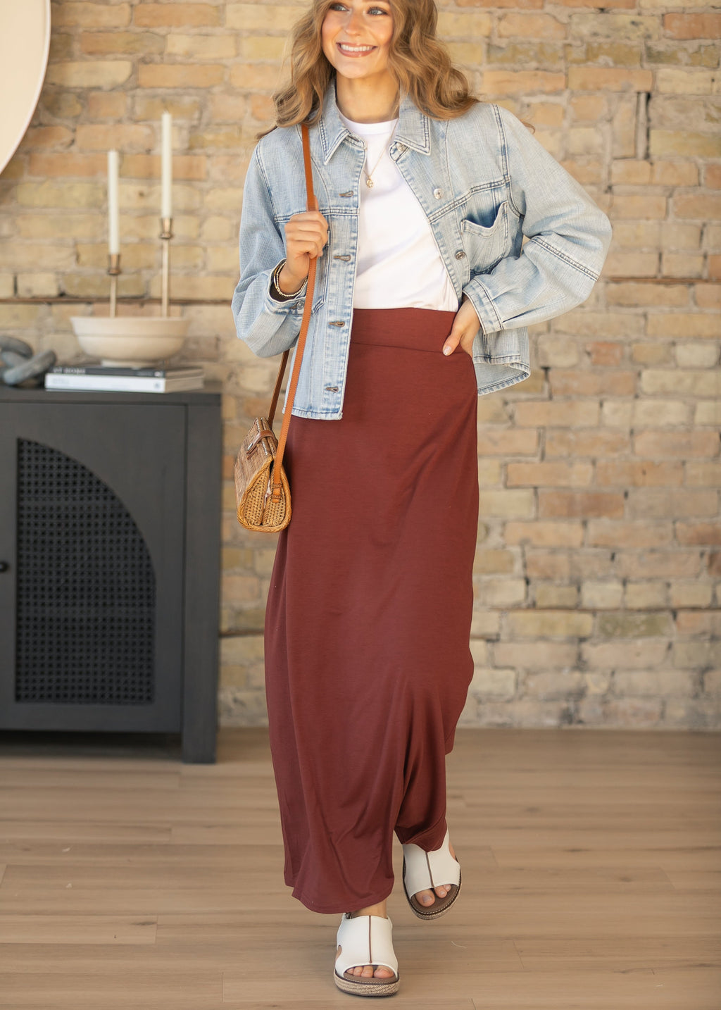 Inherit Co. Clarise Rust Premium Knit Maxi Skirt — main product shot