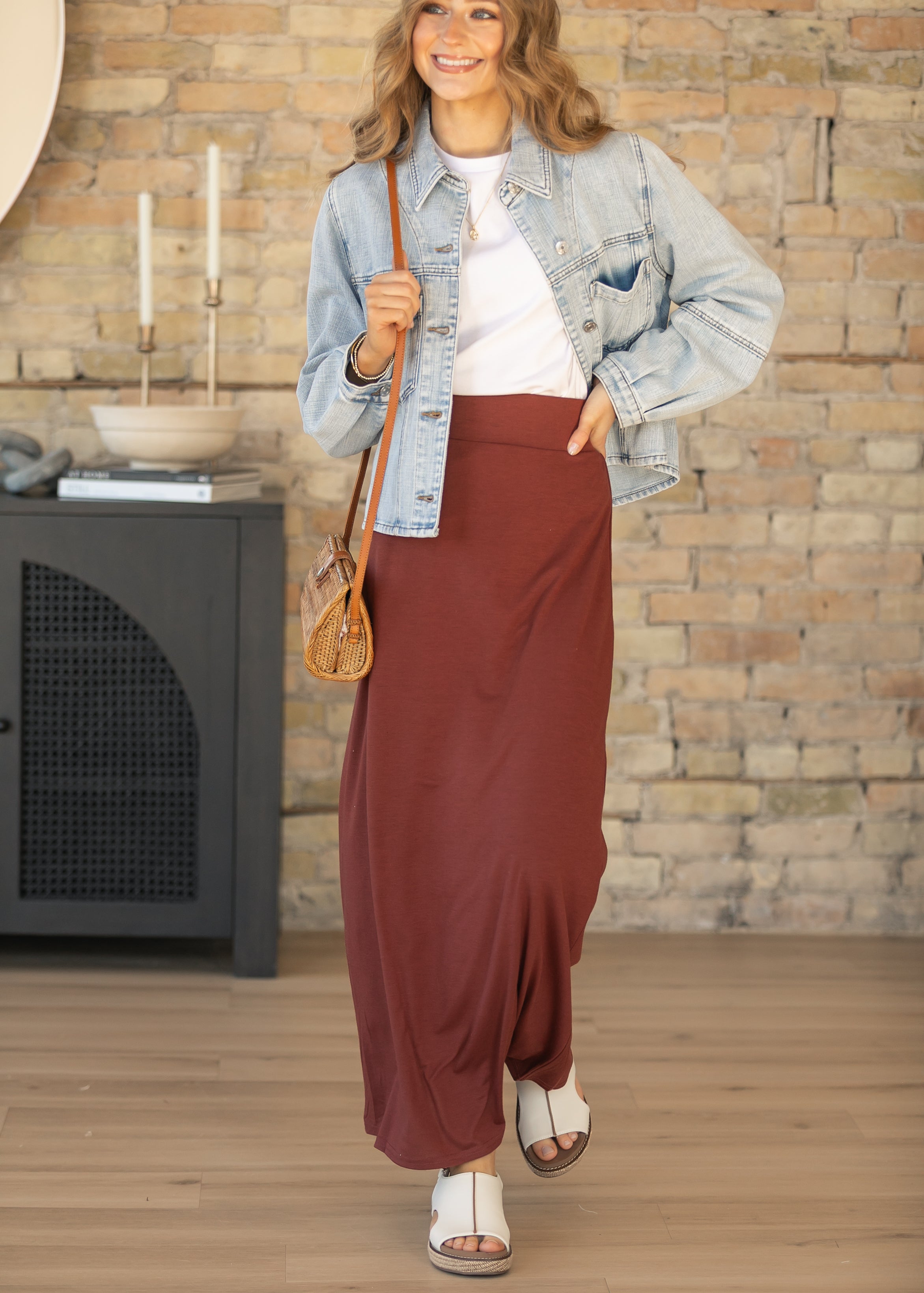 Inherit Co. Clarise Rust Premium Knit Maxi Skirt — main product shot