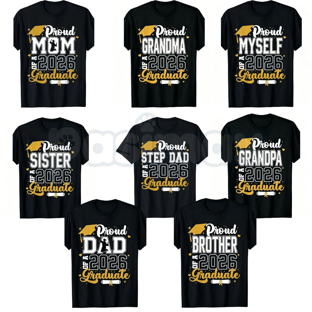 Class of 2026 Graduate "Proud Mom" T-Shirt – Senior 2025-2026 Graduation Design, Premium 100% Cotton Unisex Milestone Top, Soft Lived-In Heavyweight High School & College Fan Shirt, Made in USA