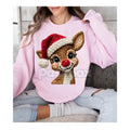 Pasimax Classic Red Nose Reindeer & Santa Hat Holiday Sweatshirt – Whimsical Christmas Crewneck — main product shot