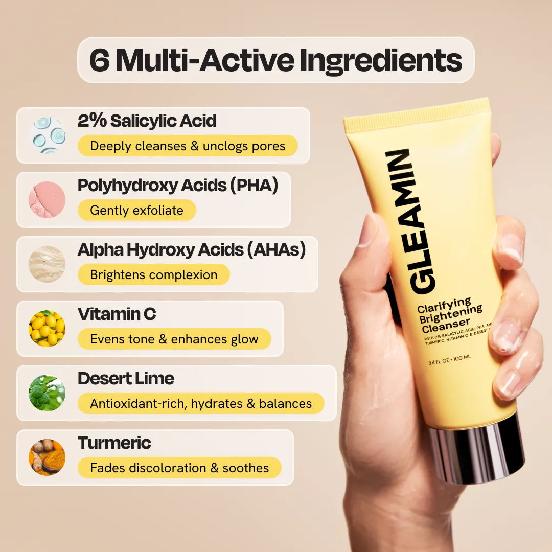Gleamin Clarifying Brightening Cleanser — multi-active daily face wash