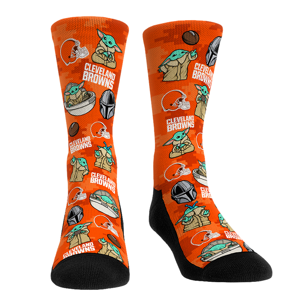 Rock 'Em Socks Rock 'Em Socks Cleveland Browns - Star Wars  - Grogu All-Over — main product shot