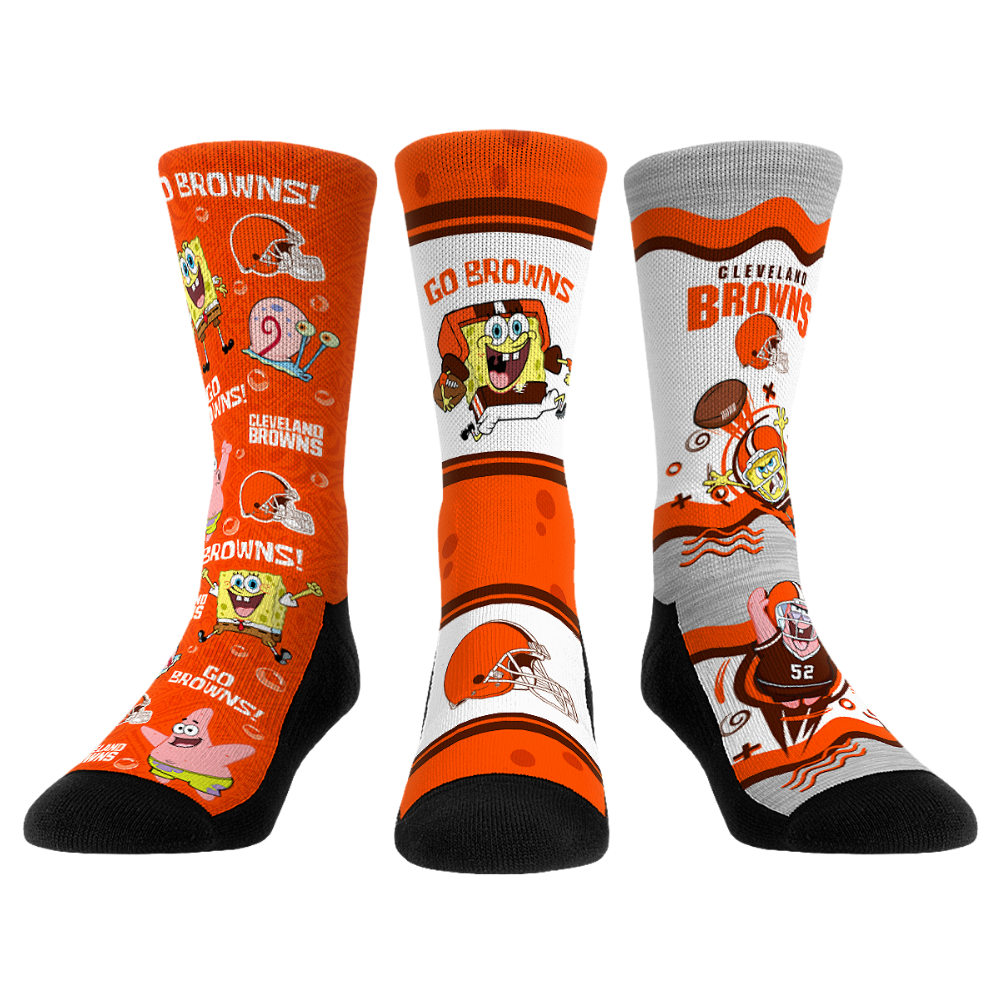 Rock 'Em Socks Rock 'Em Socks Cleveland Browns - SpongeBob SquarePants  - 3-Pack — main product shot